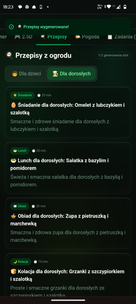 Przepisy z ogrodu — AI menu